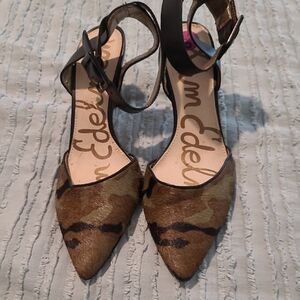 Sam Edelman Brown and Black Heels with Ankle Straps